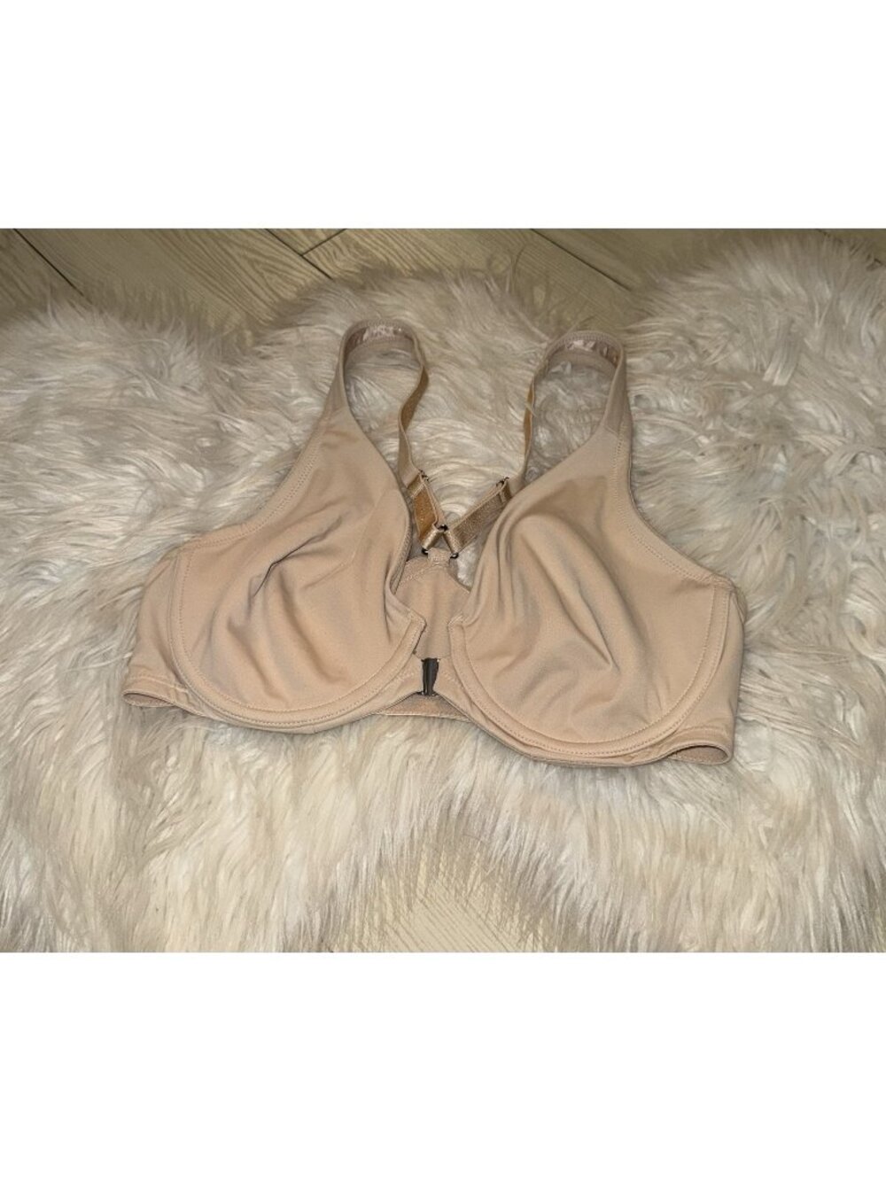 DELIMIRA W431X Front Closure Racerback Bra Unlined Underwire Womens 34D Beige